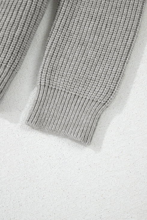 Ribbed Knit Bow Front Buttoned Cardigan